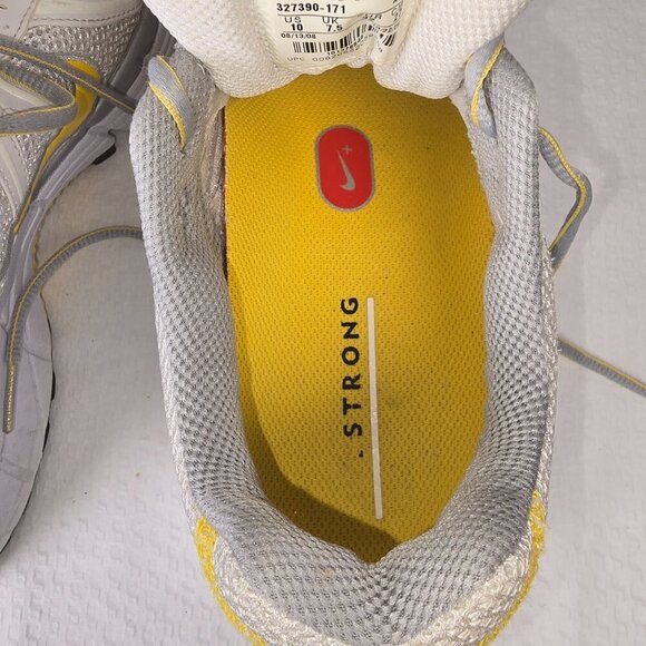 NIKE LIVESTRONG LEATHER/TEXTILE RUNNING SHOES WHITE WITH YELLOW ACCENT SIZE 10 - Picture 4 of 7